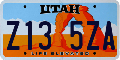 UT license plate Z135ZA