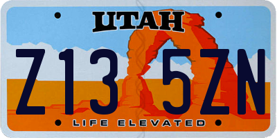 UT license plate Z135ZN