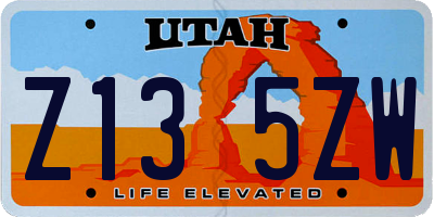 UT license plate Z135ZW