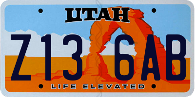 UT license plate Z136AB