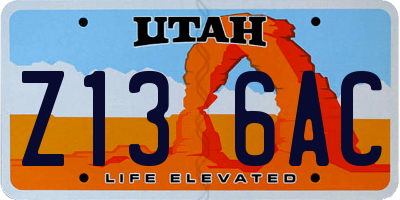 UT license plate Z136AC