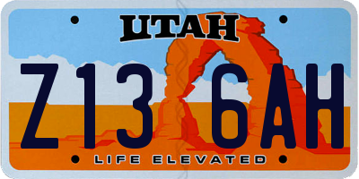 UT license plate Z136AH