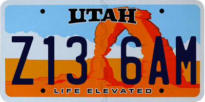UT license plate Z136AM