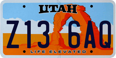 UT license plate Z136AQ