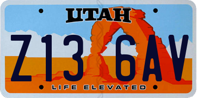 UT license plate Z136AV