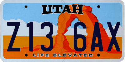 UT license plate Z136AX