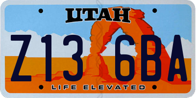 UT license plate Z136BA