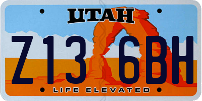 UT license plate Z136BH