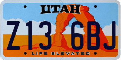 UT license plate Z136BJ