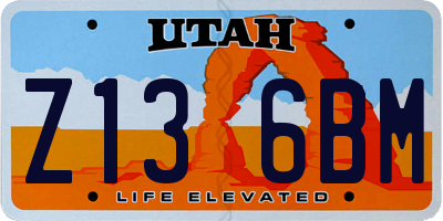 UT license plate Z136BM