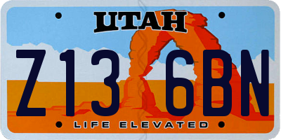 UT license plate Z136BN