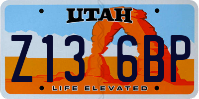 UT license plate Z136BP
