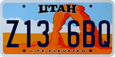 UT license plate Z136BQ