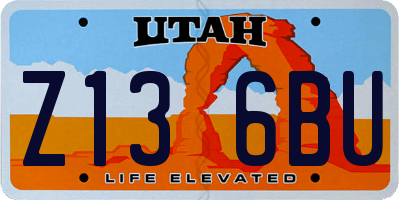 UT license plate Z136BU
