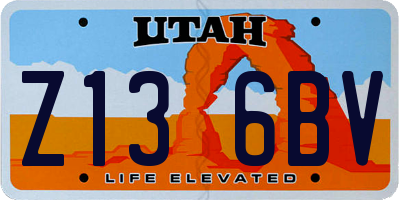 UT license plate Z136BV