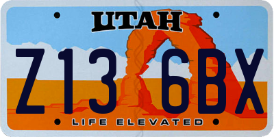UT license plate Z136BX