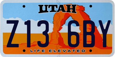 UT license plate Z136BY