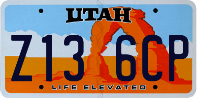 UT license plate Z136CP