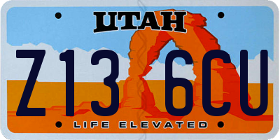 UT license plate Z136CU