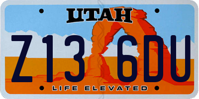 UT license plate Z136DU