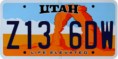 UT license plate Z136DW