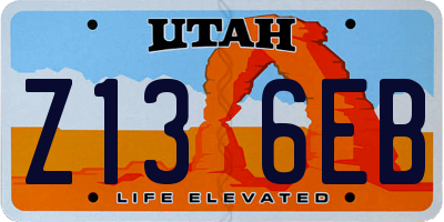 UT license plate Z136EB
