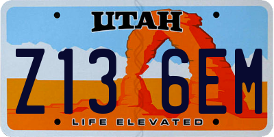 UT license plate Z136EM