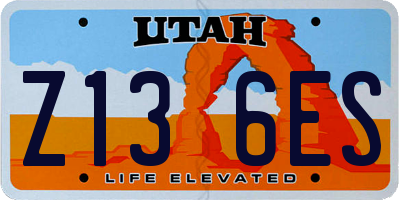 UT license plate Z136ES