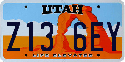 UT license plate Z136EY