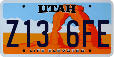 UT license plate Z136FE