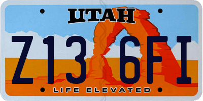 UT license plate Z136FI