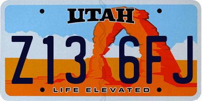 UT license plate Z136FJ
