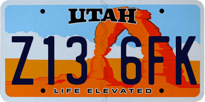 UT license plate Z136FK