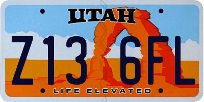 UT license plate Z136FL
