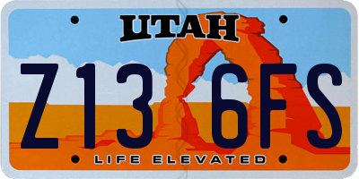 UT license plate Z136FS