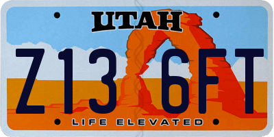 UT license plate Z136FT