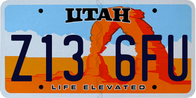 UT license plate Z136FU