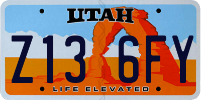 UT license plate Z136FY