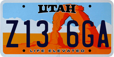 UT license plate Z136GA
