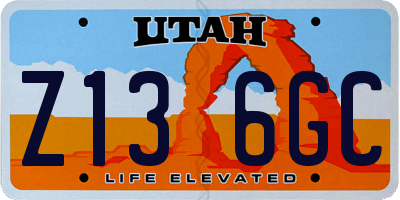 UT license plate Z136GC