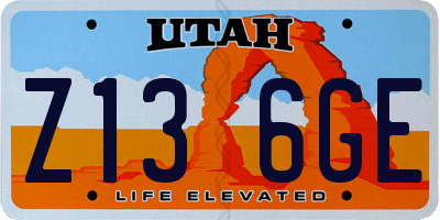 UT license plate Z136GE