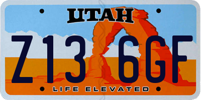 UT license plate Z136GF