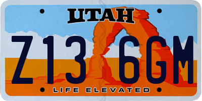 UT license plate Z136GM