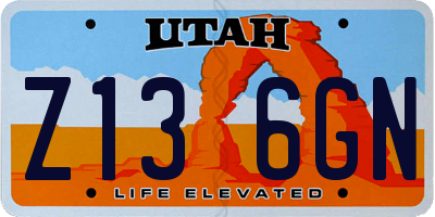 UT license plate Z136GN