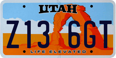 UT license plate Z136GT