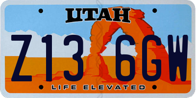 UT license plate Z136GW