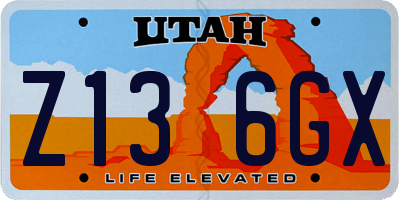 UT license plate Z136GX
