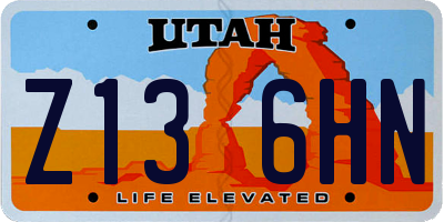 UT license plate Z136HN