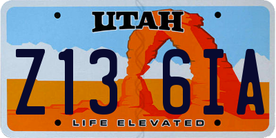 UT license plate Z136IA