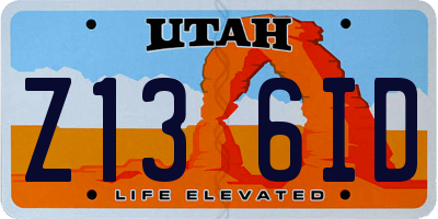 UT license plate Z136ID